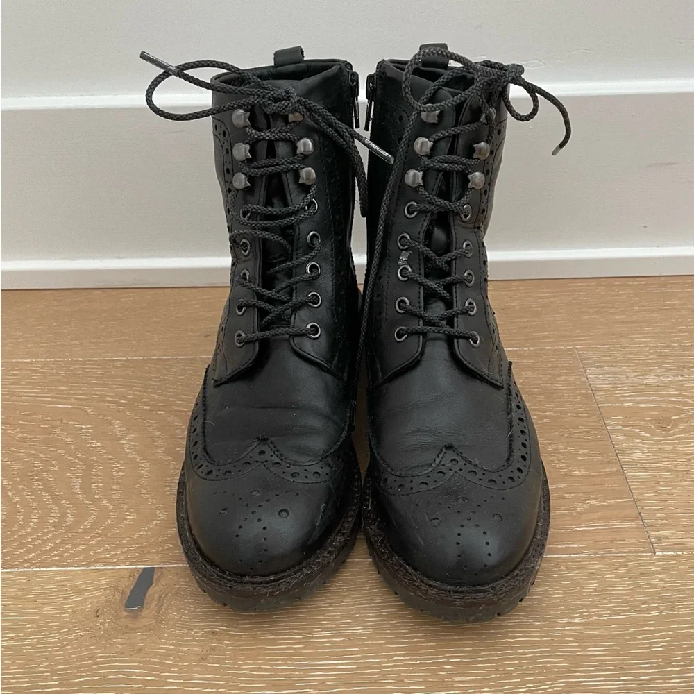 Dune London Black Leather Ankle Boots - Picture 2 of 6
